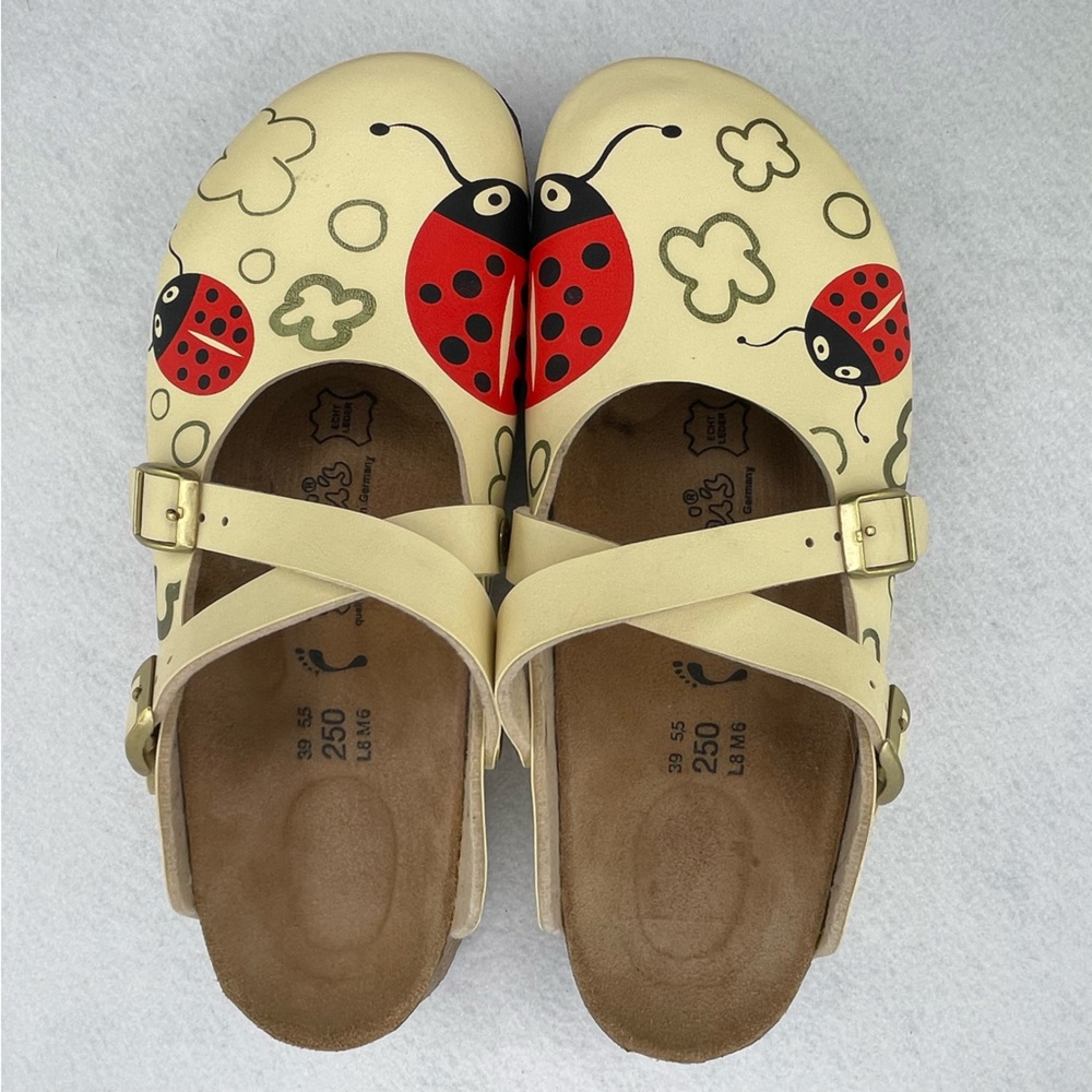 Birki’s Dorian Ladybird Sandals Women’s 8 Ladybug Cream Birkenstock Clogs